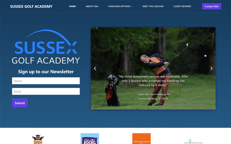 Golf academy web design project.
