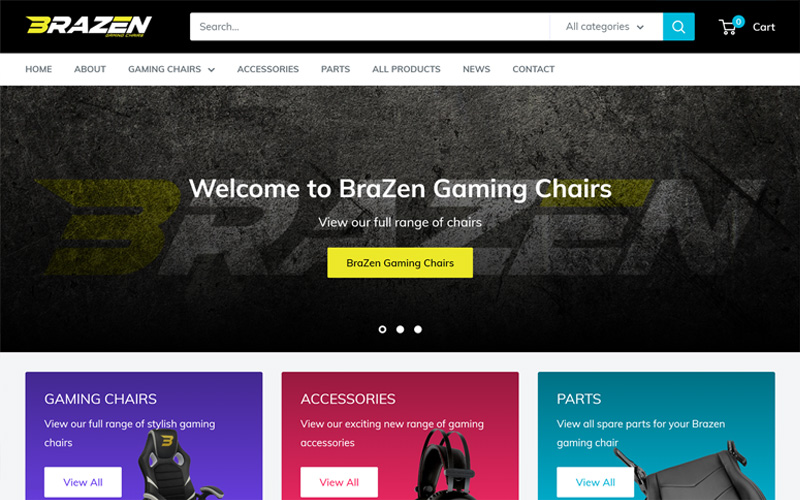 Brazen Gaming Chairs web design project.