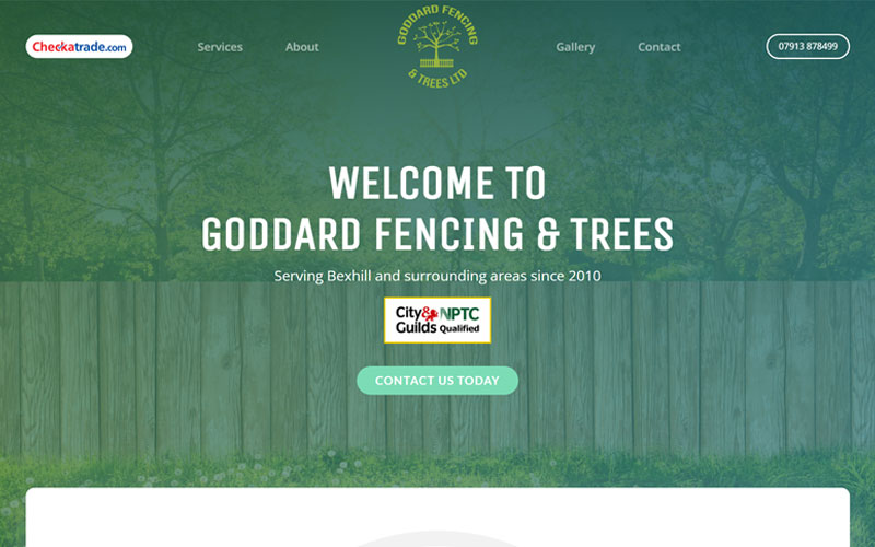 Fencing and tree surgery web design project.