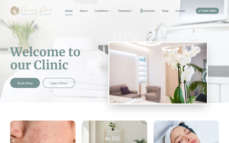 Priory Road clinic web design project.