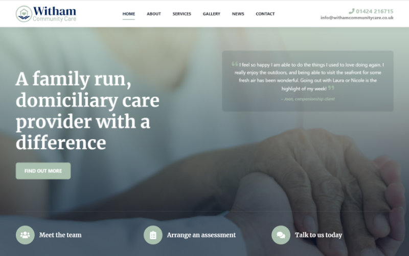 Care services web design project.
